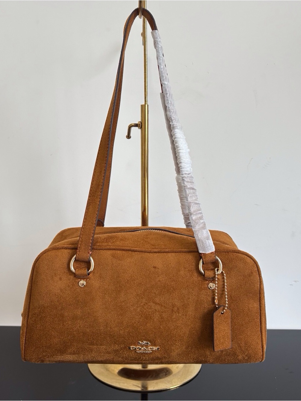 Coach Suede Shoulder Bag in Chestnut Brown